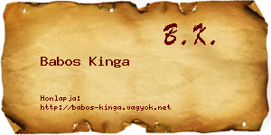 Babos Kinga névjegykártya